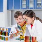 National Geographic Microscope DIY STEM Kit toy with colorful components and assembled microscope for educational science exploration
