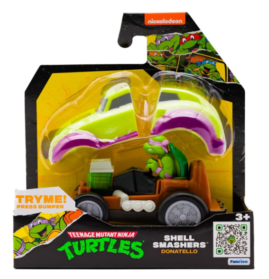 Teenage Mutant Ninja Turtles Donatello Shell Smasher Karts toy from Funrise, featuring Donatello character in colorful kart design. Main image