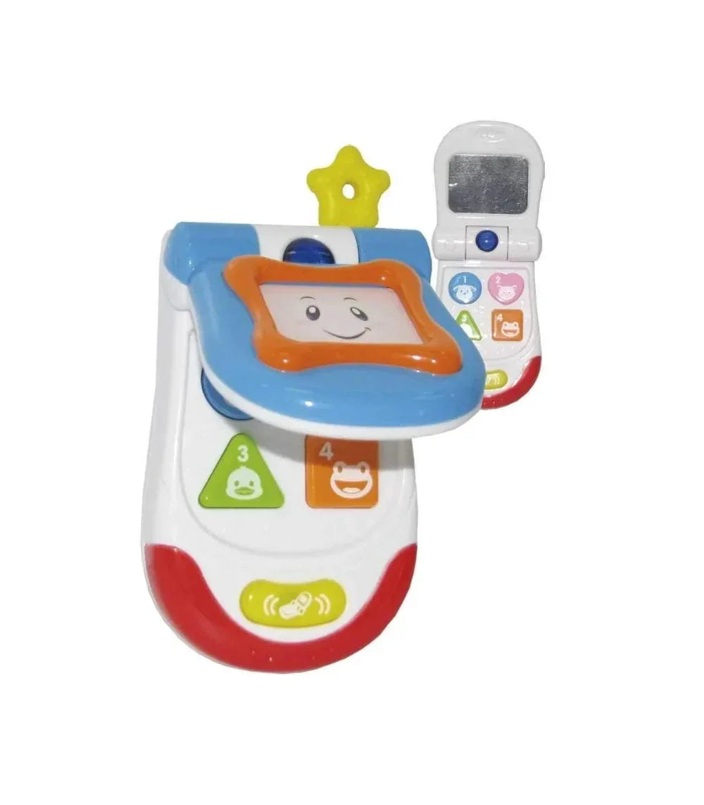 WinFun My Flip Up Sound Phone toy with colorful buttons and flip-up design for kids, featuring playful, child-friendly details.