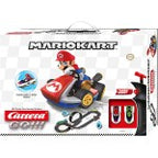 Carrera GO! Mario Kart P-Wing toy set featuring colorful race track with Mario Kart-themed cars and accessories.
