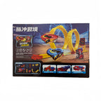 Playzokids racing car track set with loop, featuring colorful plastic tracks and a racing car ready for fast laps.