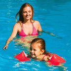 Playzokids inflatable sleeves for Intex 58642 pool, shown in the image with colorful, soft, and secure float accessories.