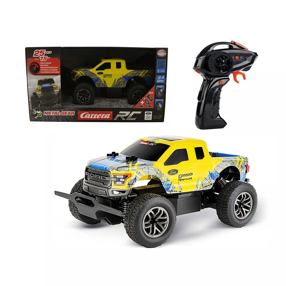 Carrera RC Ford F-150 Raptor toy truck with detailed exterior, remote control, and vibrant racing colors. Main image