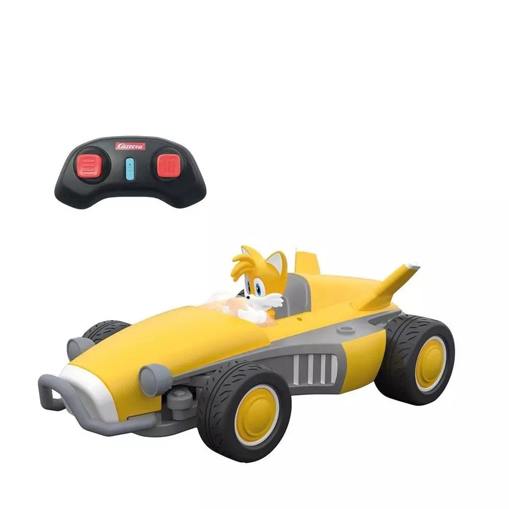 Carrera Team Sonic Racing Mini RC Tails car, remote control vehicle with colorful Sonic-themed design and detailed features. Main image