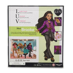Playzokids Far Out Toys LUV Brooke fashion doll in edgy, vibrant ensemble with stylish accessories and colorful details.