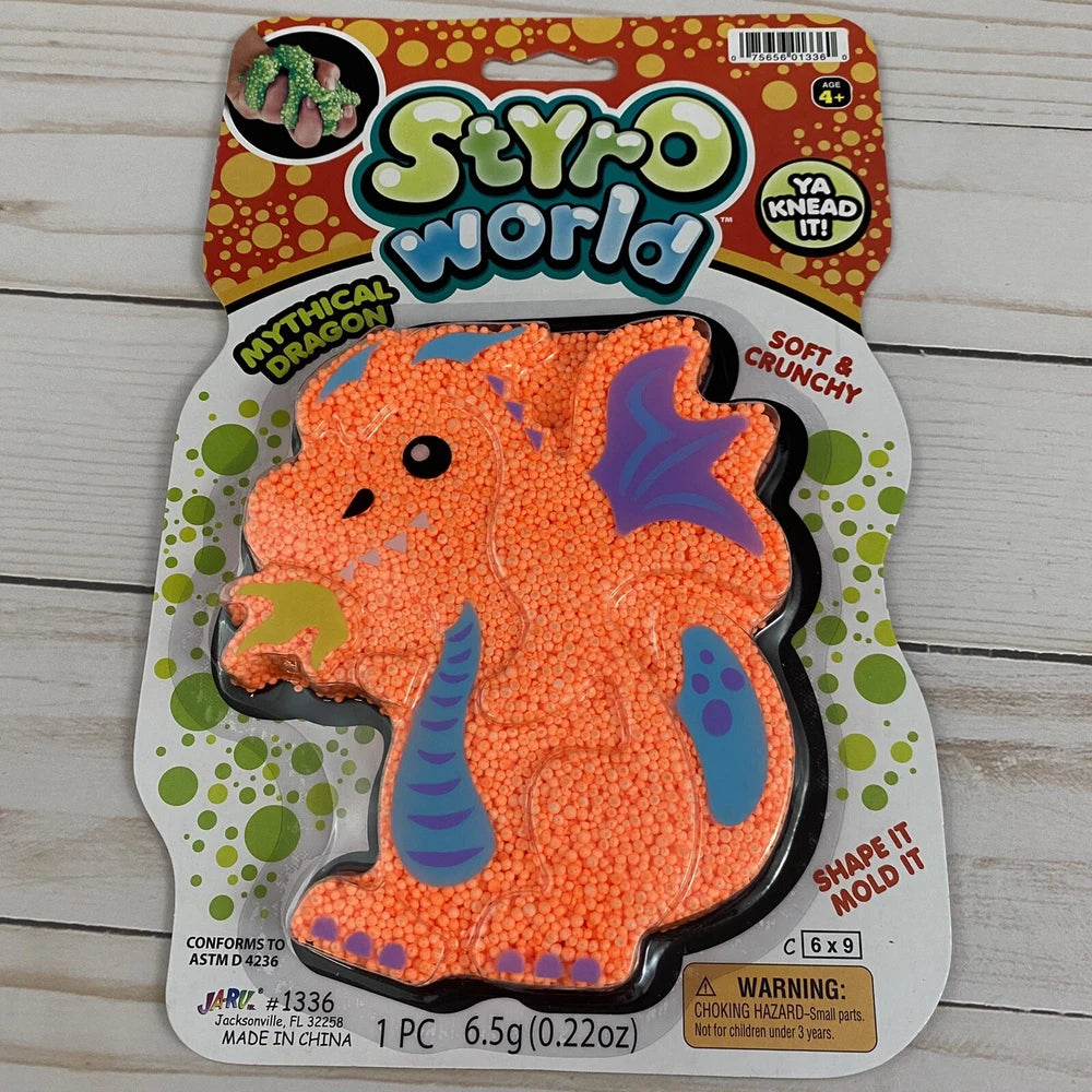 JARU Styro World Mythical Creature Dragon Shape It Mold It Toy in a pack of two, featuring colorful dragon molds for creative play.