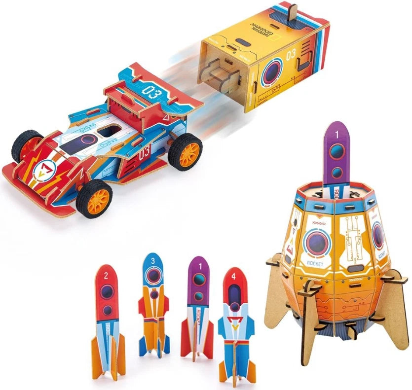CubicFun 3D Puzzle National Geographic -  2 in 1 Blast-Off Rocket & Racing Car Secondary image