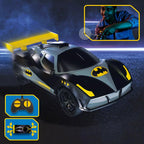 High-speed RC Batman Racer toy car by Bladez Toys, featuring a superhero-themed design and sleek black and yellow details.