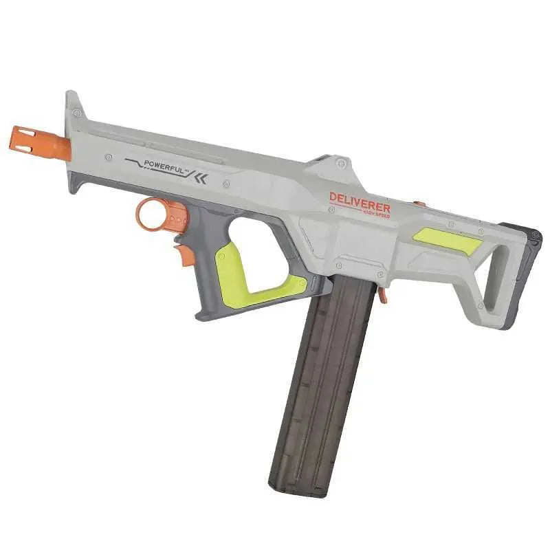 Playzokids Children's Electric Soft Bullet Gun MP85C, showing the colorful soft bullet toy with trigger and safety features.