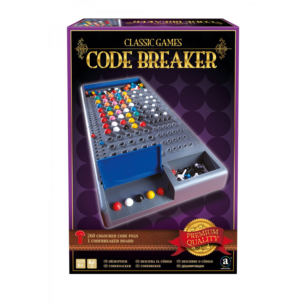 Playzokids Classic Games Collection Code Breaker puzzle game with colorful 3D design and game pieces on a white background. Main image