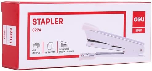 Playzokids Deli No.10 Stapler in assorted colors, holds up to 12 sheets of paper for office or school use.