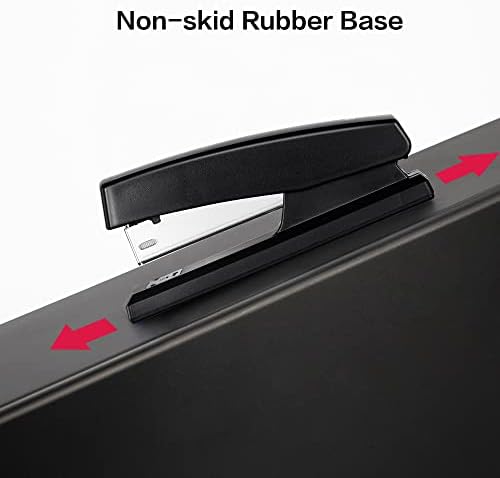 Black Playzokids Deli 24/6 & 26/6 stapler in open position, showing metal stapling mechanism and compact design.
