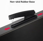 Black Playzokids Deli 24/6 & 26/6 stapler in open position, showing metal stapling mechanism and compact design.