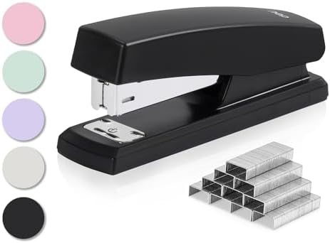 Black Playzokids Deli 24/6 & 26/6 stapler holding papers, designed for stapling up to 25 sheets.